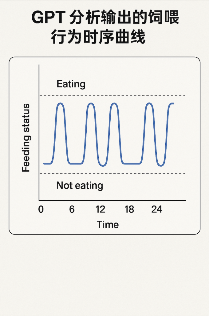 GPT模型生成的牛只饲喂行为时序曲线图，用于智能监控饲喂频率